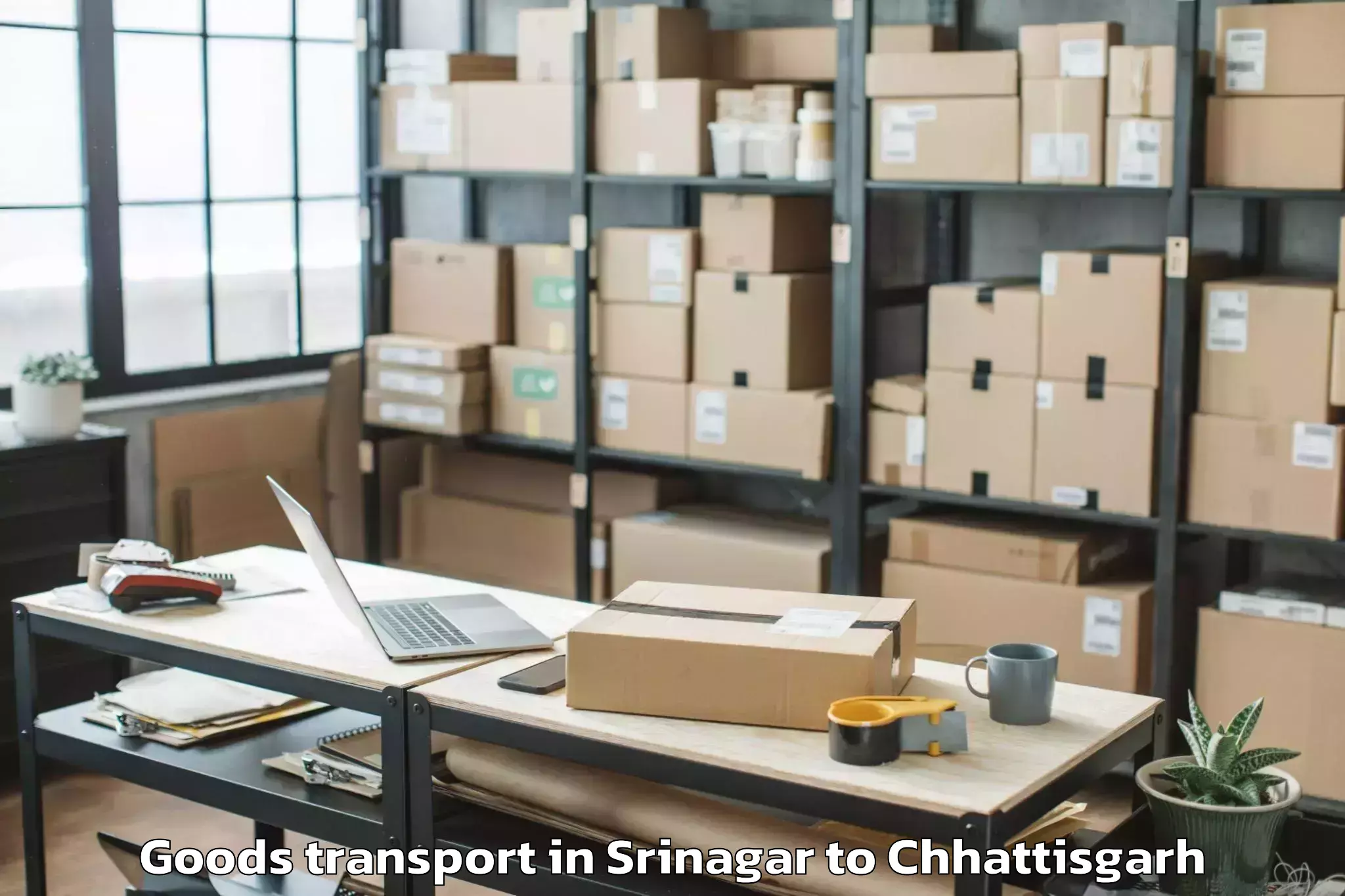 Top Srinagar to Champa Goods Transport Available